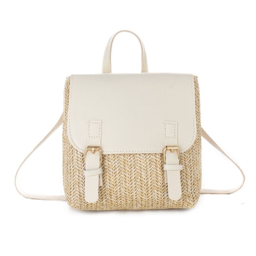 Leather Backpack Vintage - Veelzijdige tas PU-leer Stro-rugzak Retro design
