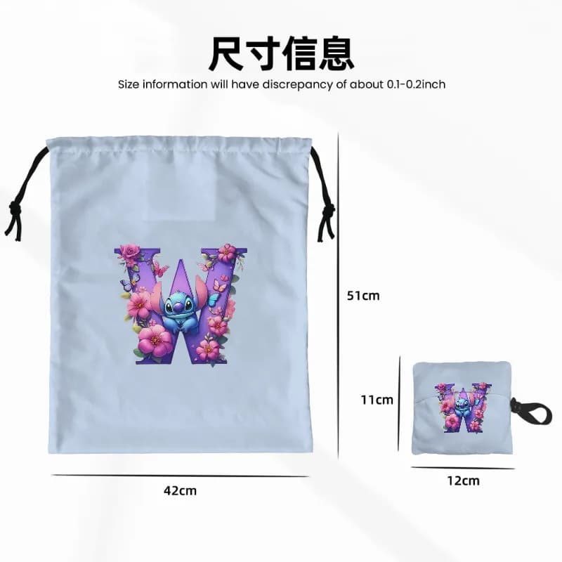 Cartoon Stich A-Z Alfabet Bloe - Drawstring Gym Bag recensie en prijs
